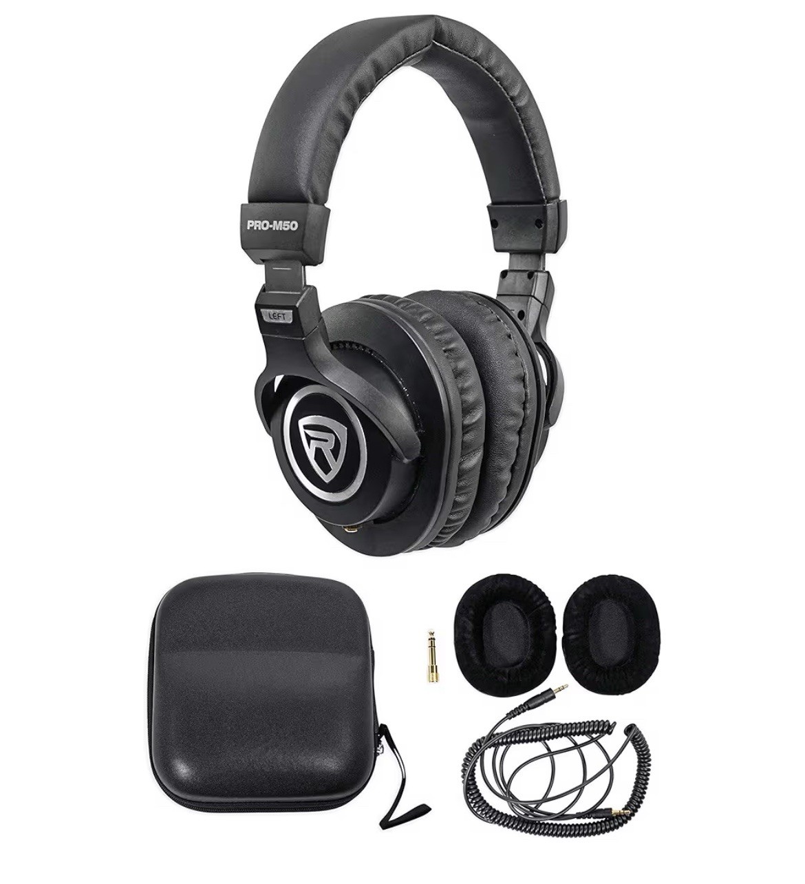 Rockville PRO-M50 Studio Headphones with Detachable Coil Cable & Case