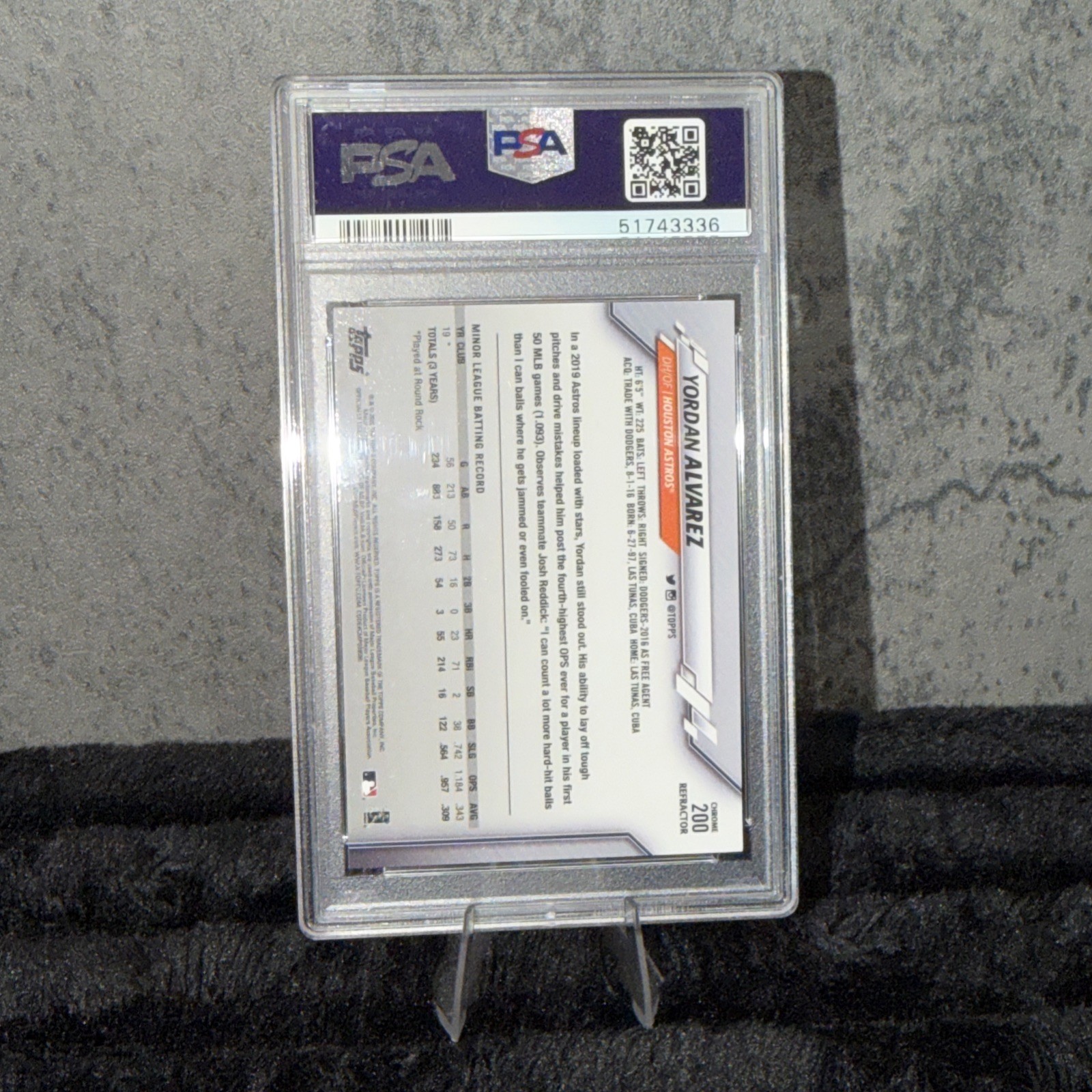 2020 Topps Chrome Yordan Alvarez X-Fractor Rookie PSA 10 #200 Houston Astros view 3