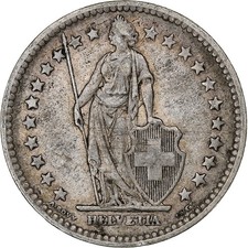 [#1307130] Switzerland, 2 Francs, Helvetia, 1878, Bern, Silver, EF, KM:21