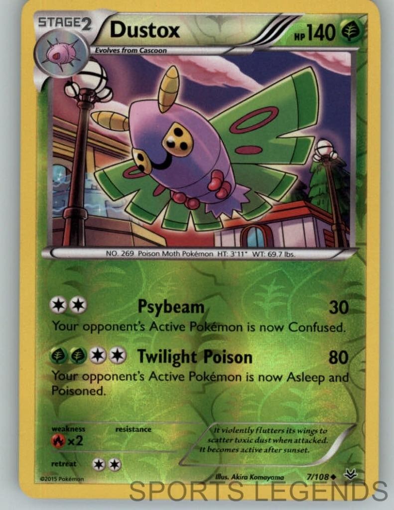2015 pokemon Roaring Skies reverse holo Dustox 7/108