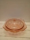 Pink Depression Glass by Jeannette Adam pattern Covered Casserole Dish 9”