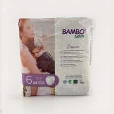 Bambo Nature Dream Baby Diapers Hypoallergenic Size 6 (35+ lbs) *READ MORE* 24ct