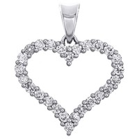 "Jfl Diamonds 14K WeißGold Herz Diamant AnhäNger 0.80\" Love Charm 1/2 CT Krappen"