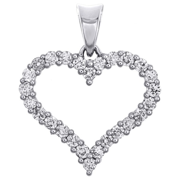 "Jfl Diamonds 14K WeißGold Herz Diamant AnhäNger 0.80\" Love Charm 1/2 CT Krappen"-image