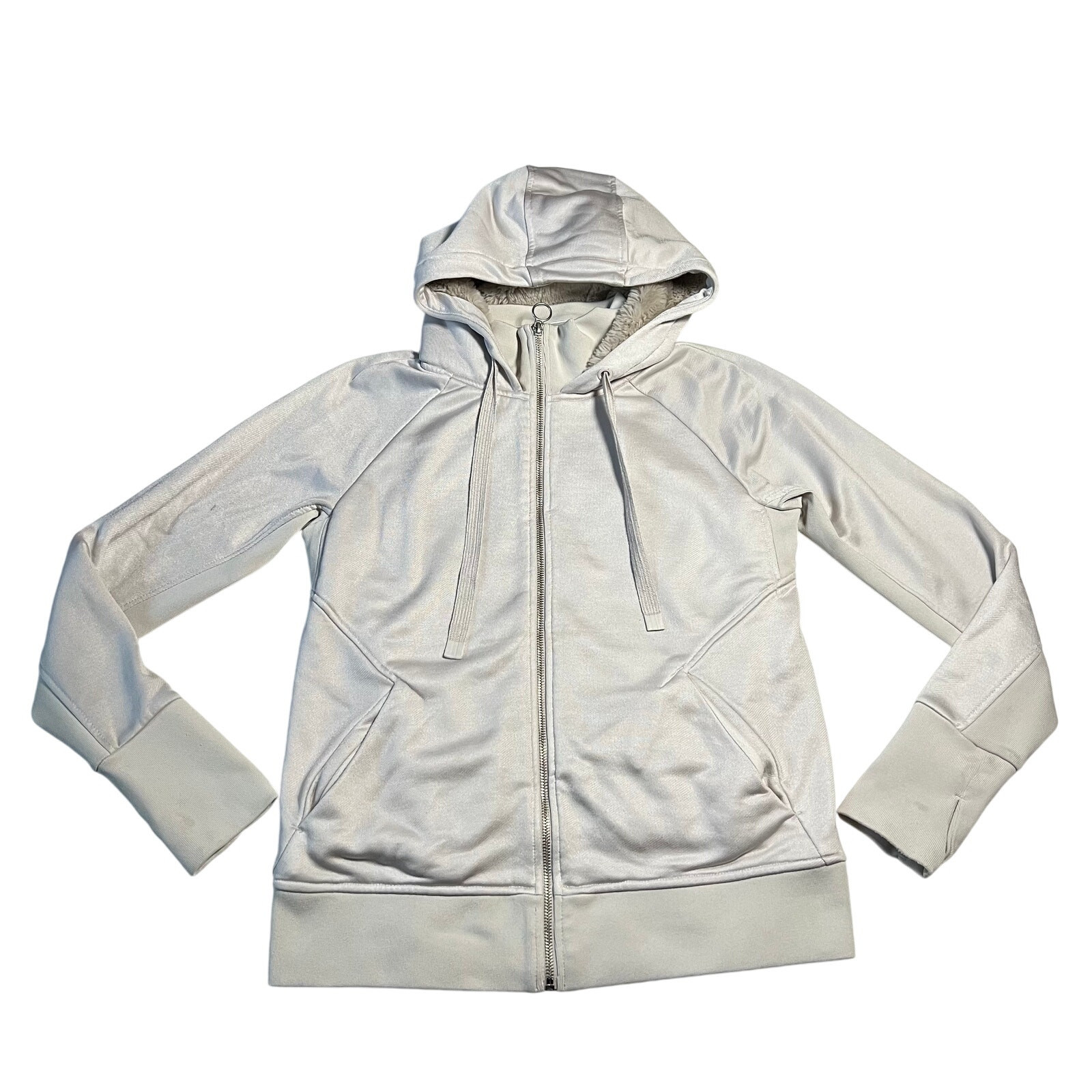 Athleta Faux Fur Trim Triumph Luxe Shine Hoodie Size Medium Winter Outdoors