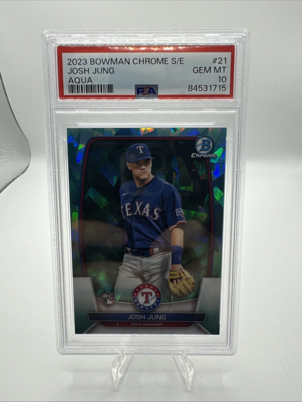 PSA 10 2023 Bowman Chrome Sapphire Edition - Josh Jung #21 Aqua /99 (RC)