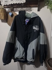 Rare Logo 7 Vintage Raiders 2XL Hooded Puffer Jacket 90s