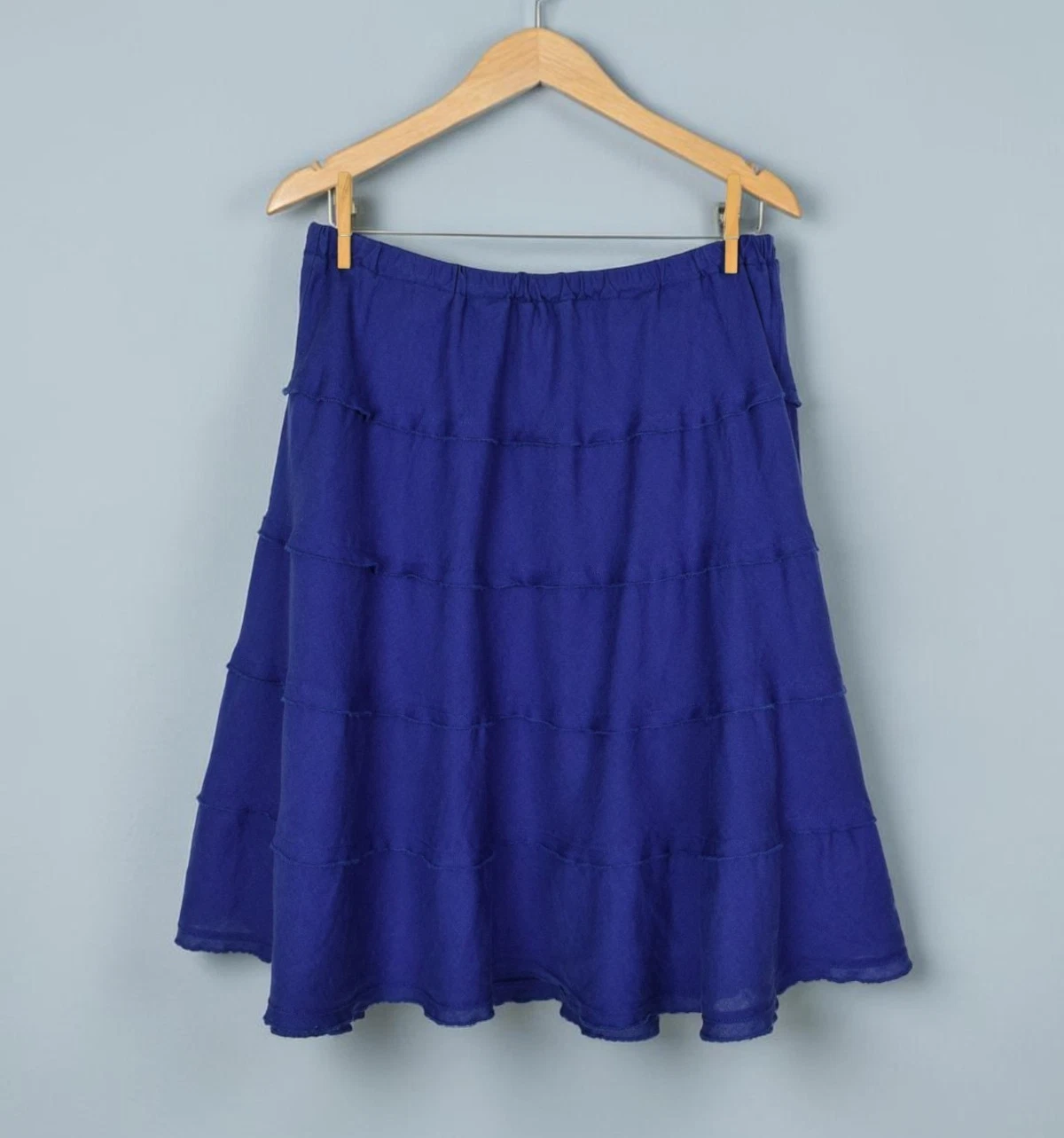 SOFT SURROUNDINGS Navy Blue Linen Tiered Summer Skirt Size Small