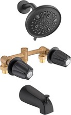 Matte Black 9-Setting Rain Shower Faucet Bathtub 2 Handle Knob Tub Shower...