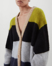 COS Oversized Cardigan Wool Alpaca Size L Women's Colour Block Chunky Knit
