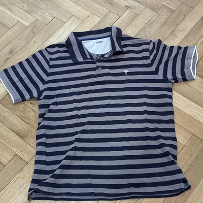 JOOP! Herren Polo gestreift Grau/Blau Gr. M Kurzarm Kragen Logo Knopf
