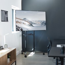 VIVO Black Mobile Portrait to Landscape TV Cart for 32" to 88" Flat Screens