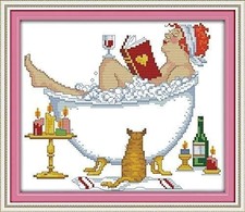 Happy Forever 11CT Stamped Cross Stitch, R608 bathing beauty 1, size 13''x11''