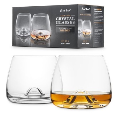 Final Touch Handmade Lead-Free Crystal Whiskey Glasses - Reinforced with Tita...