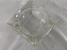Vintage ~ 6" x 6" x 1.5" Square Clear Heavy Glass Cigarette Cigar Ashtray