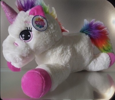 Giant 15'' Unicorn Plush White/Pink. Super Soft Toy. Nanco. Belly Buddy. New