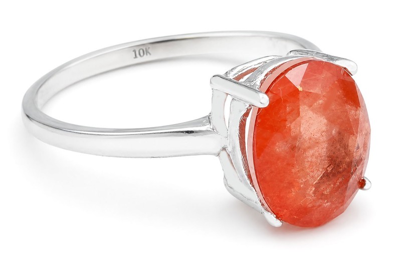 GENUINE 3.25 Cts PADPARADSCHA SAPPHIRE RING 10K GOLD - Free Appraisal - NWT