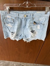 Rag Bone Denim Shorts Cut-Off Distressed Ripped Frayed Light Blue Size 25