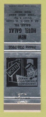 Matchbook Cover - New Galax Hotel VA