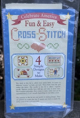 New Sealed, Celebrate American Fun & Easy Cross Stitch, 4 Simple Designs to Make
