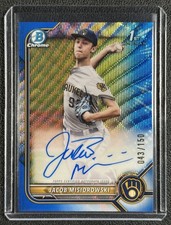 JACOB MISIOROWSKI 2022 BOWMAN CHROME DRAFT 1ST BLUE WAVE REFRACTOR AUTO 43/150