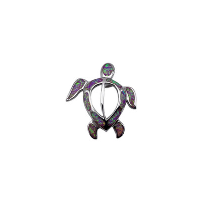 Island Light Turtle Pendant Xlarge 925 Silver Opal Inlay Charm Free Shipping