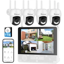 5MP 8CH PTZ Dome WIFI NVR Wireless Home Security Camera System with Monitor 