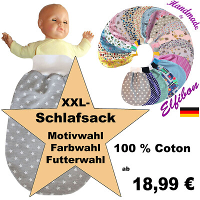 ELFIBON ÖKO Pucksack XXL Baumwoll Sommer Schlafsack ab 85cm Fußsack Swaddle