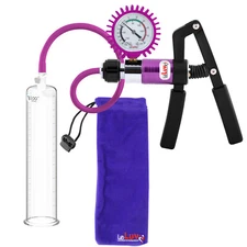 LeLuv Primo Penis Pump, Pro+ Large Handle, Protected Gauge, Round Flange Cyl.