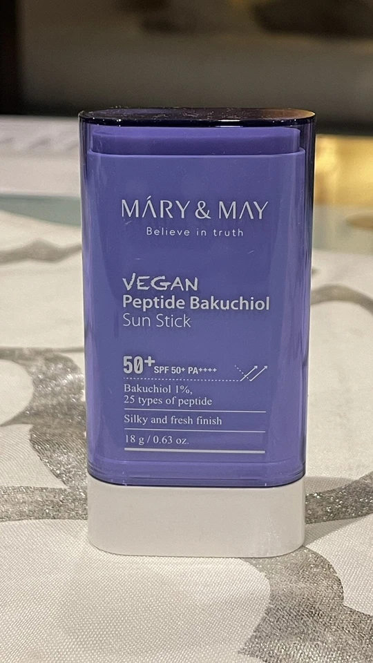 MARY&MAY Vegan Peptide Bakuchiol Sun Stick -pack Of 2 !! 18g Each SPF50+ PA+++ - Image 2 of 4