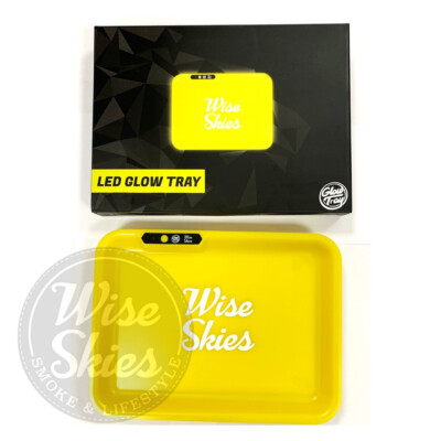 Wise Skies LED Rolling Tray Glow Tray Rolling Paper Holder Yellow Tray Light Up
