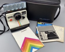 Polaroid SX-70 Camera OneStep Rainbow Stripe Flash Case Manual LOT Bundle