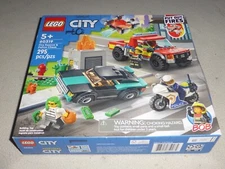 NEW LEGO CITY FIRE RESCUE AND POLICE CHASE TRUCK TOY 60319 SET 295 PIECES NIB   