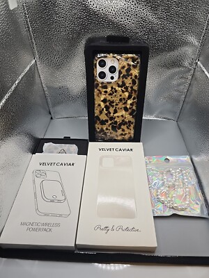 Velvet Caviar Leopard iPhone 15 Pro Case, Power Pack, Charm