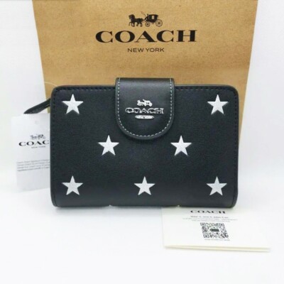COACH Medium Corner Zip Wallet With Star Print CW530 Black outlet F/S JP New