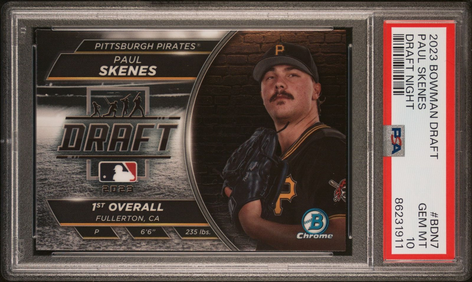 PSA 10 PAUL SKENES 1st 2023 Bowman Chrome Draft Night PIRATES Rookie RC GEM MINT view 2