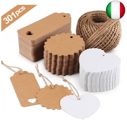 Etiquetas de Papel Kraft Etiquetas de Regalo Etiquetas de Boda con 60 Metros de