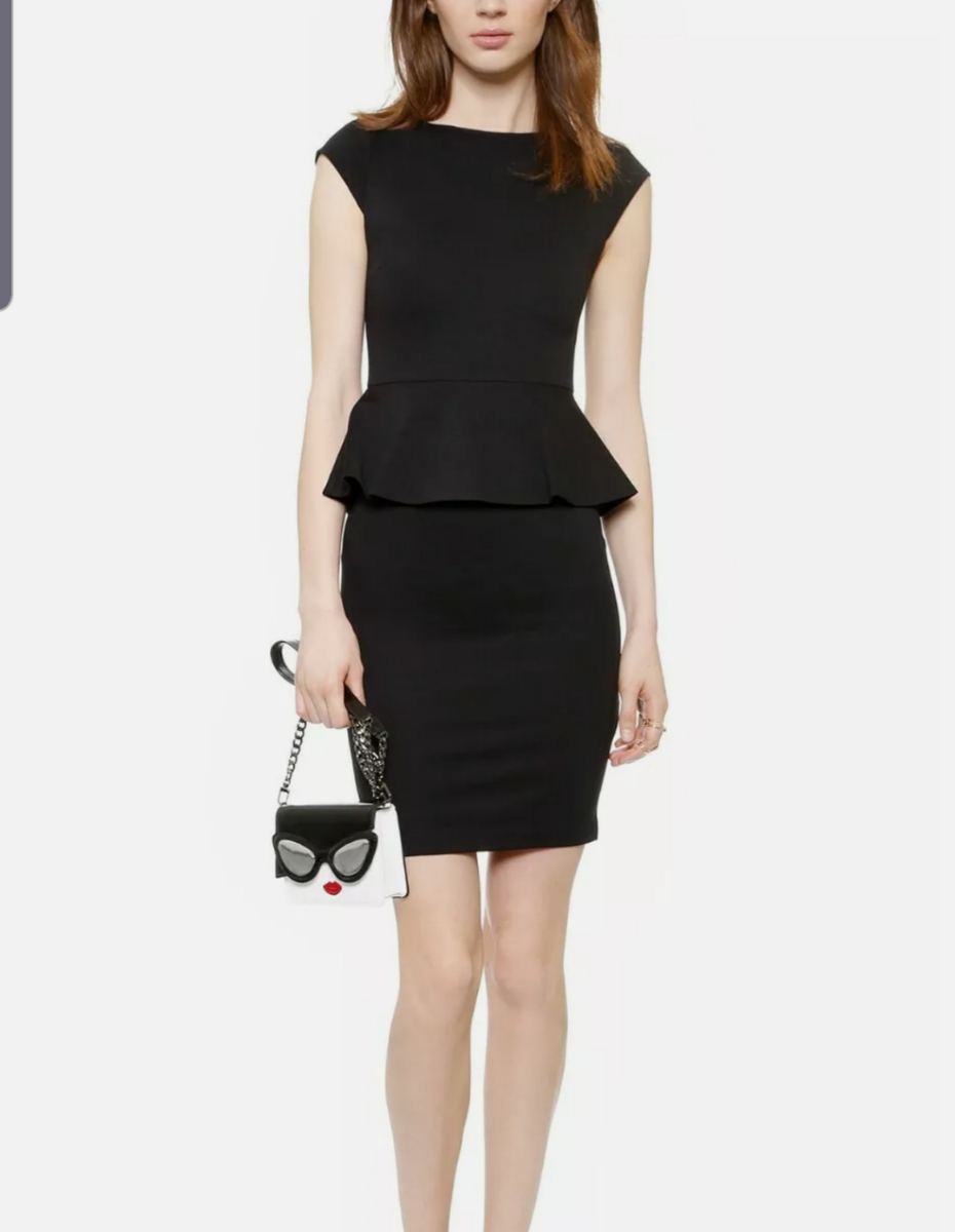alice and olivia black peplum dress :Alice + Olivia Black Peplum Dress, Size Small