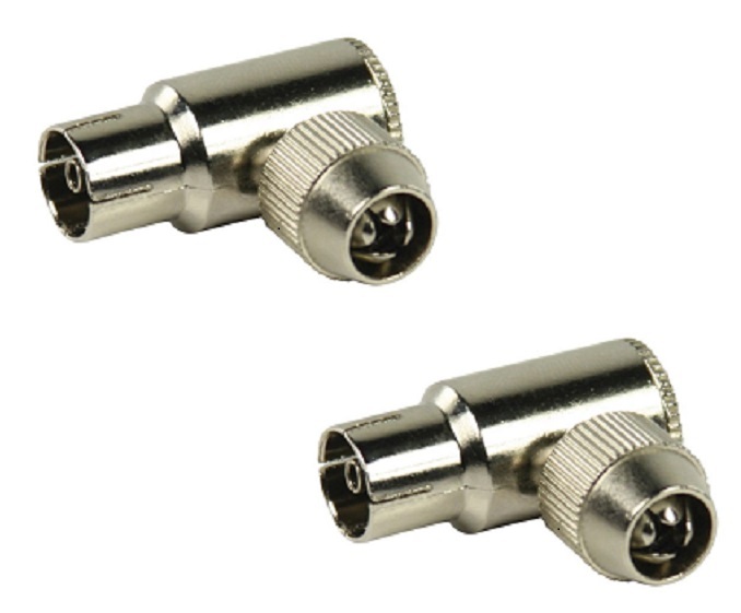 Pair 90 Degree Angled TV Aerial Female Coax Socket Connector with Grub Screw