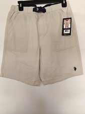 U.S. Polo Assn Boy's Light Khaki Shorts, Size XXL 18 W/ Adjustable Belt NWT
