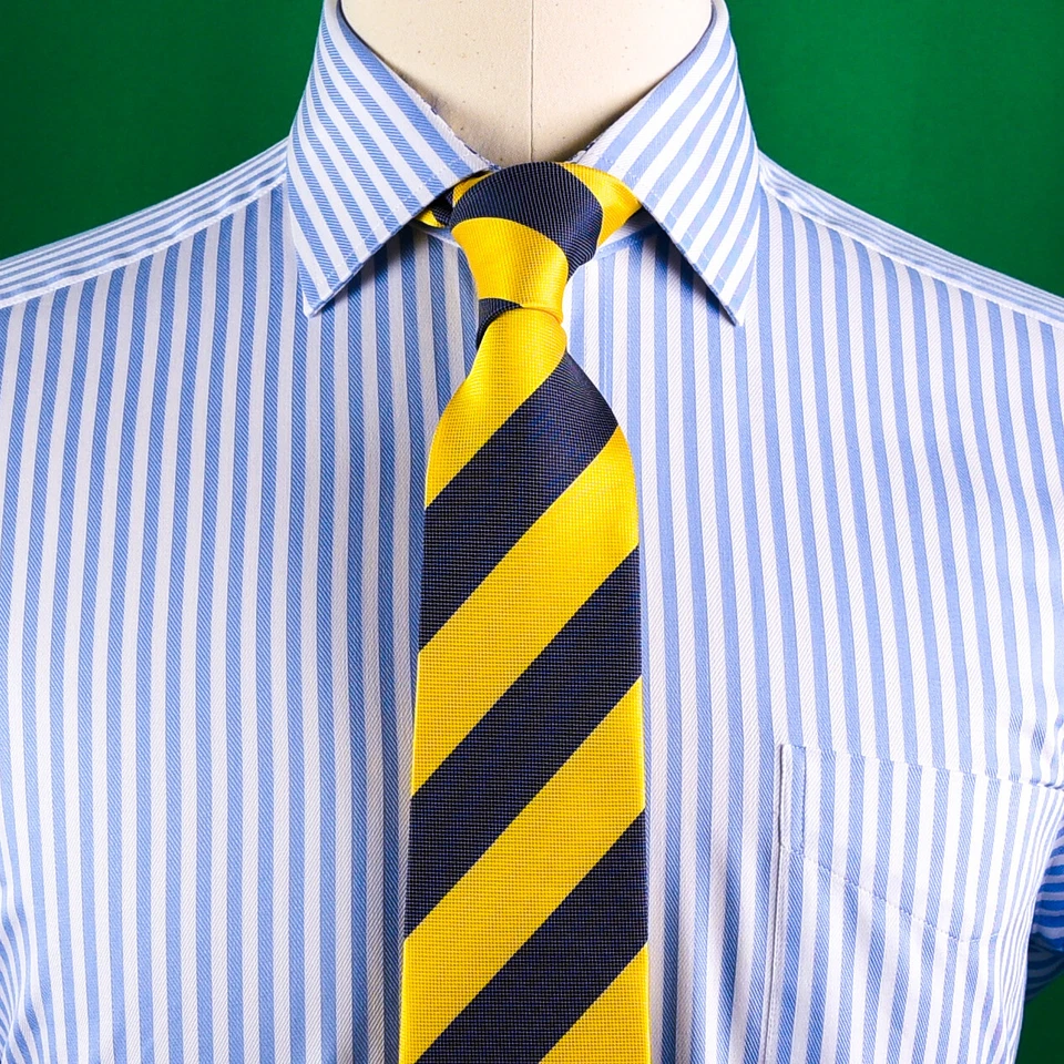 Мужская синяя сорочка для официальных приемов бизнеса в полоску с геометрическим узором из саржи классная пейсли босс - Изображение 4 из 4