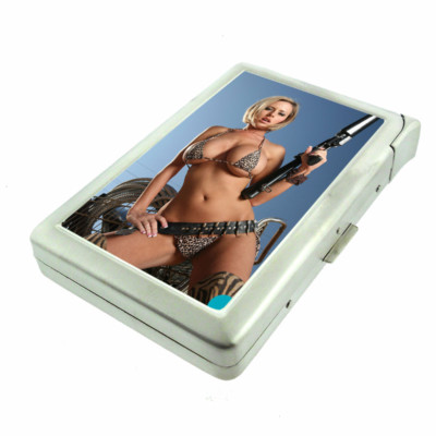 Wild West Pin Up Girls D1 100's Size Cigarette Case with Built in Lighter
