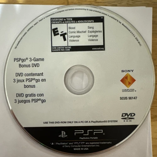 PSPgo 3-Game Bonus DVD (Playstation 3) - DISK ONLY