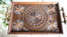 Beautiful Antique Carved Wooden Rectangular Serving Tray