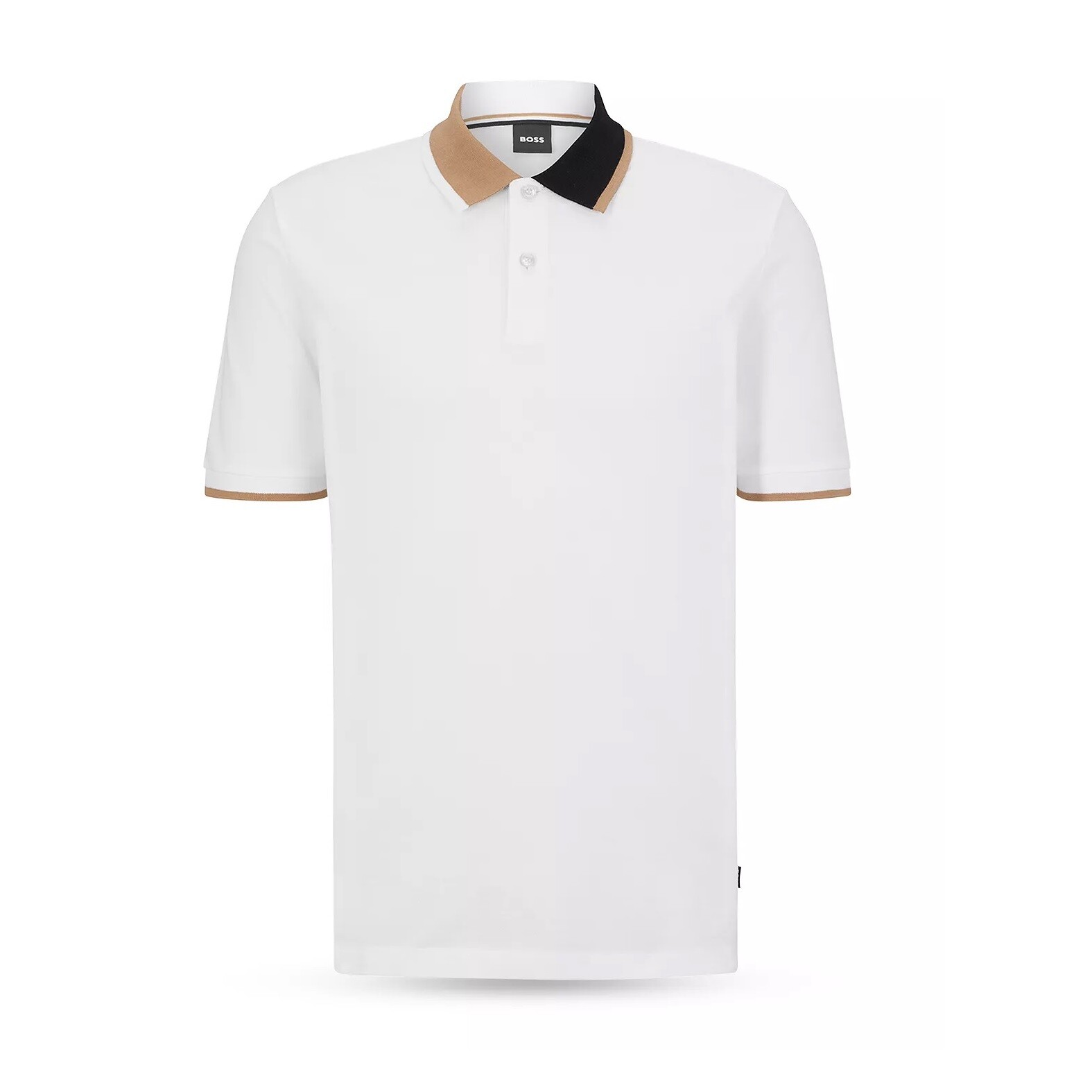 Мужская рубашка поло Hugo Boss BOSS с воротником-стойкой на пуговицах в цветную клетку из хлопка Пике белого цвета L 11490₽