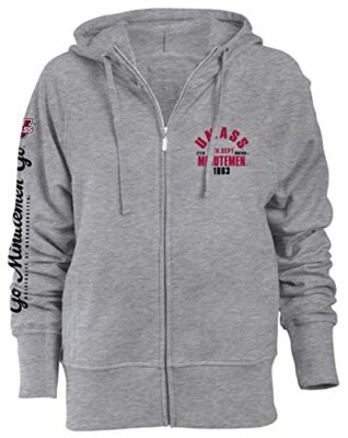 NCAA Massachusetts Minutemen Slouch Fit Full Zip Hood, Athletic HTR, Small