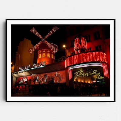 Moulin Rouge At Night Wall Art Poster Print