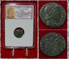 Ancient Roman Empire Coin CONSTANTIUS II Two Roman Soldiers "Glory of The Army"