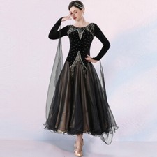 Latin Ballroom Dance Dress Modern Salsa Waltz Standard Long Dress N127 2 Colors