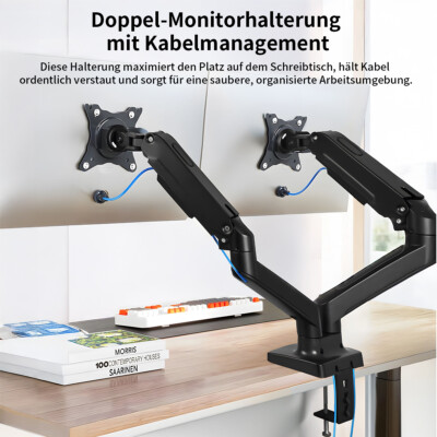 2-Fach-Monitor Halterung Gasdruckfeder Arm Monitorhalterung für 13-30 Zoll